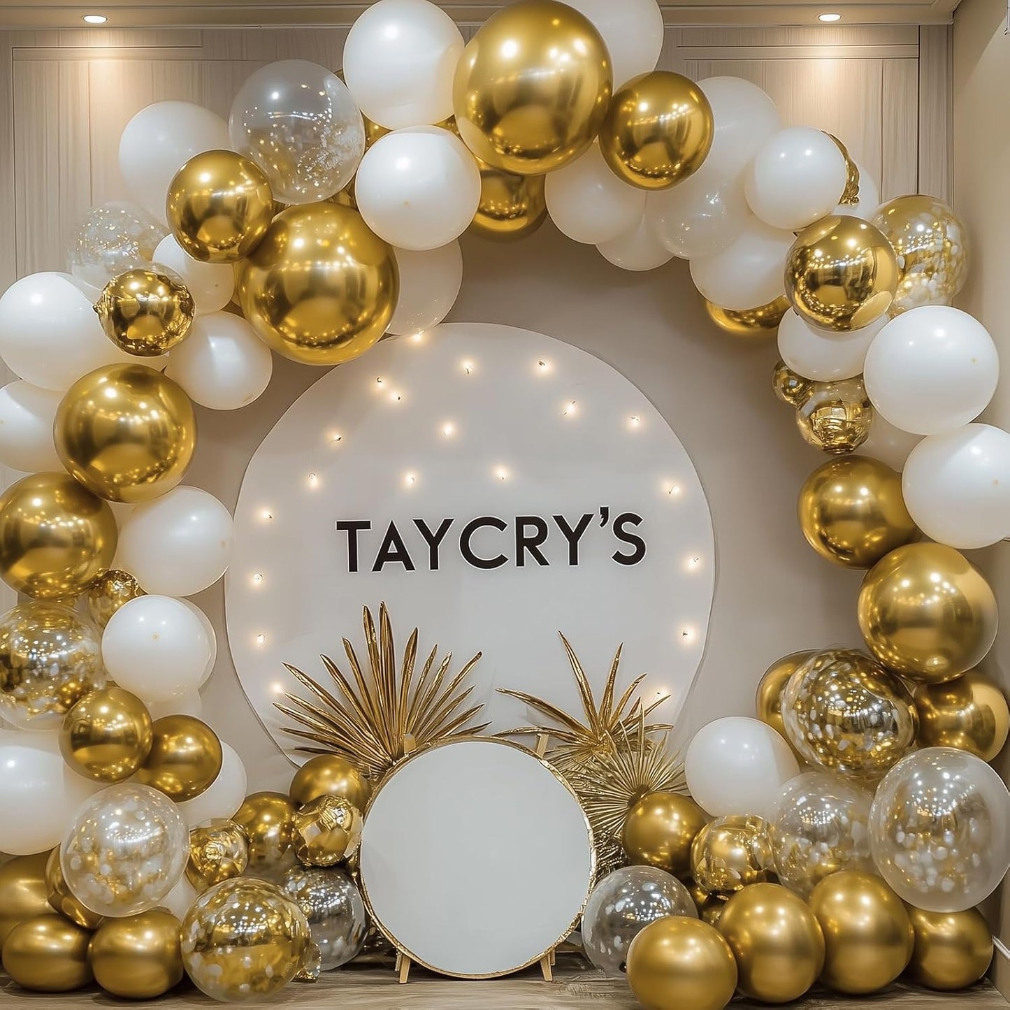 RUBFAC Gold Balloons - 129-Piece Metallic Balloon Garland Kit for Graduation, Weddings & Birthdays | Various Sizes 5-18 Inches