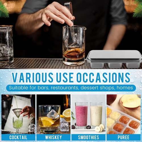 Domensi Stainless Steel Ice Cube Trays - 4 Pack Durable Molds with Lid for Easy Release | Dishwasher Safe