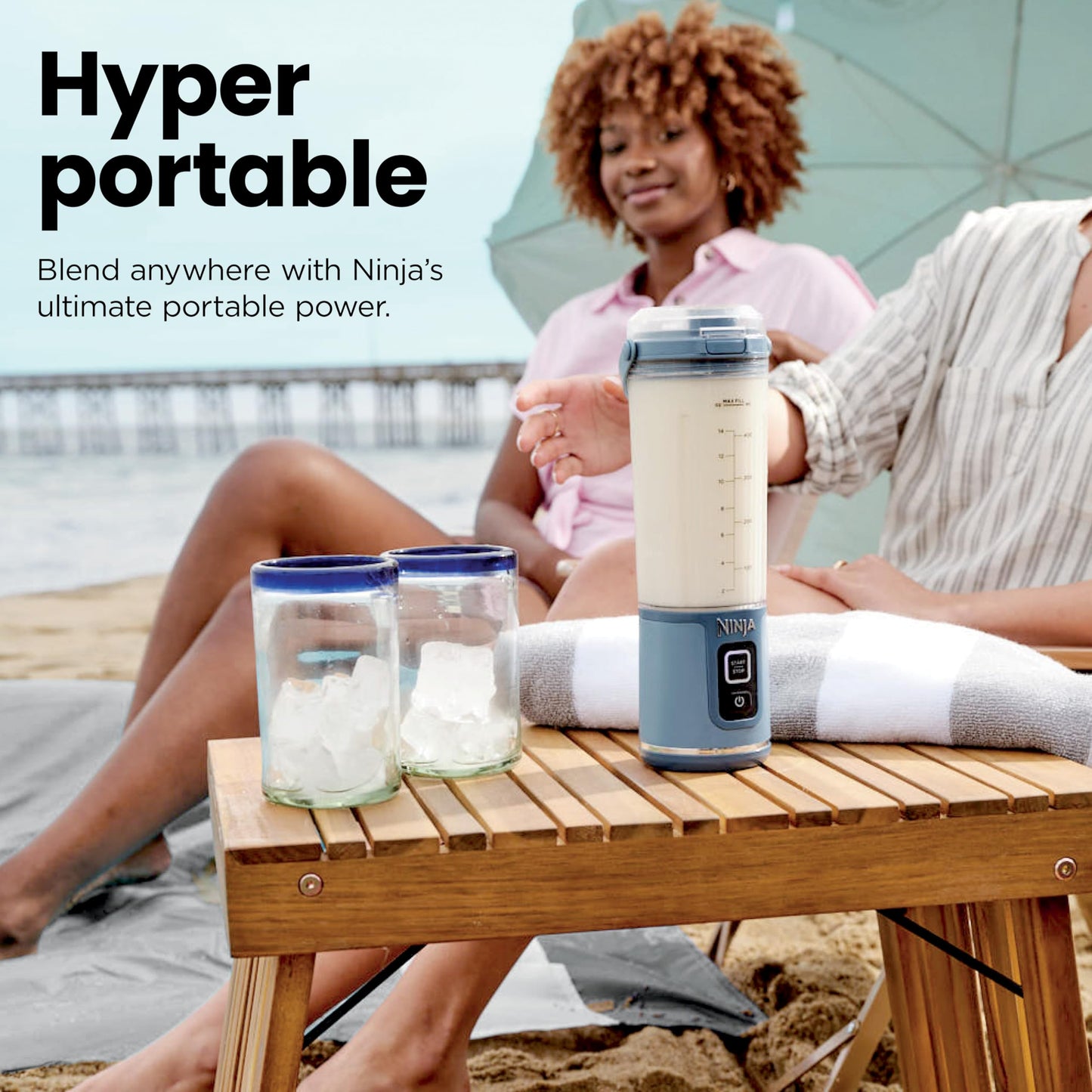 Ninja BC151NV Blast Portable Blender, Cordless, 18oz. Vessel, Personal Blender-for Shakes & Smoothies, BPA Free, Leakproof-Lid & Sip Spout, USB-C Rechargeable, Dishwasher Safe Parts, Denim Blue