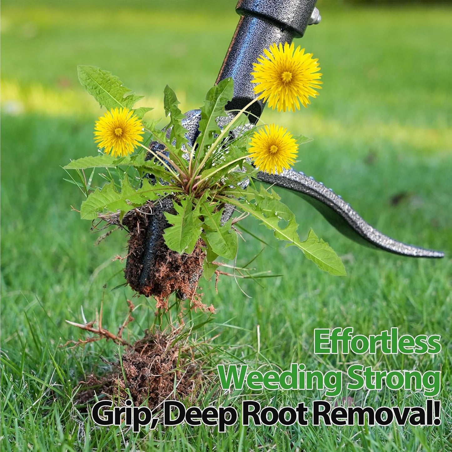 Stand Up Weed Puller by [Brand Name] - 46" Adjustable Steel Handle & 4-Claw Head for Effortless Weeding