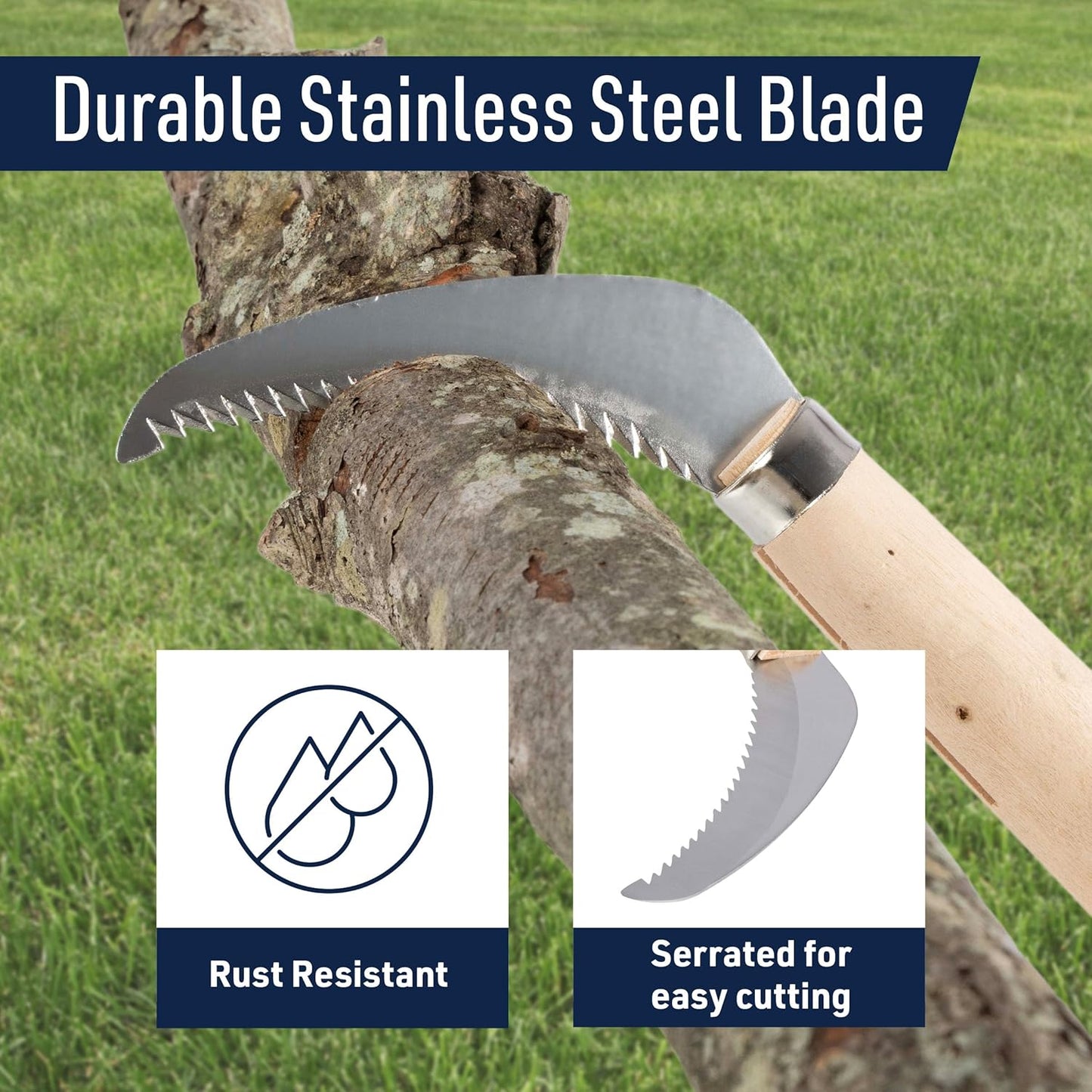 Kings County Tools Japanese Hand Saw - 8” Root Cutter with Serrated Stainless Steel Blade for Gardening