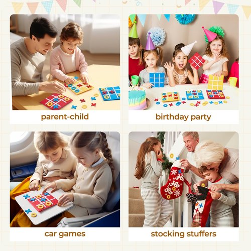 JoyCat 30 Pack Tic Tac Toe Party Favors for Kids, Felt Travel Board Games with Storage Pouch, Classroom Prizes, Goodie Bag Stuffers, Birthday Gifts for Students(Classic)
