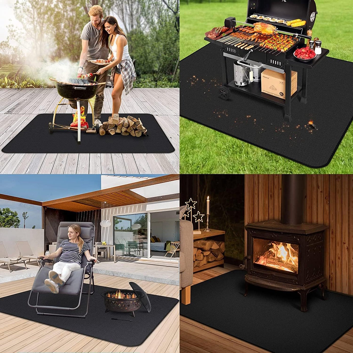 UBeesize Large Under Grill Mat - 65 x 48 Inches Double-Sided Fireproof BBQ Protector for Decks & Patios