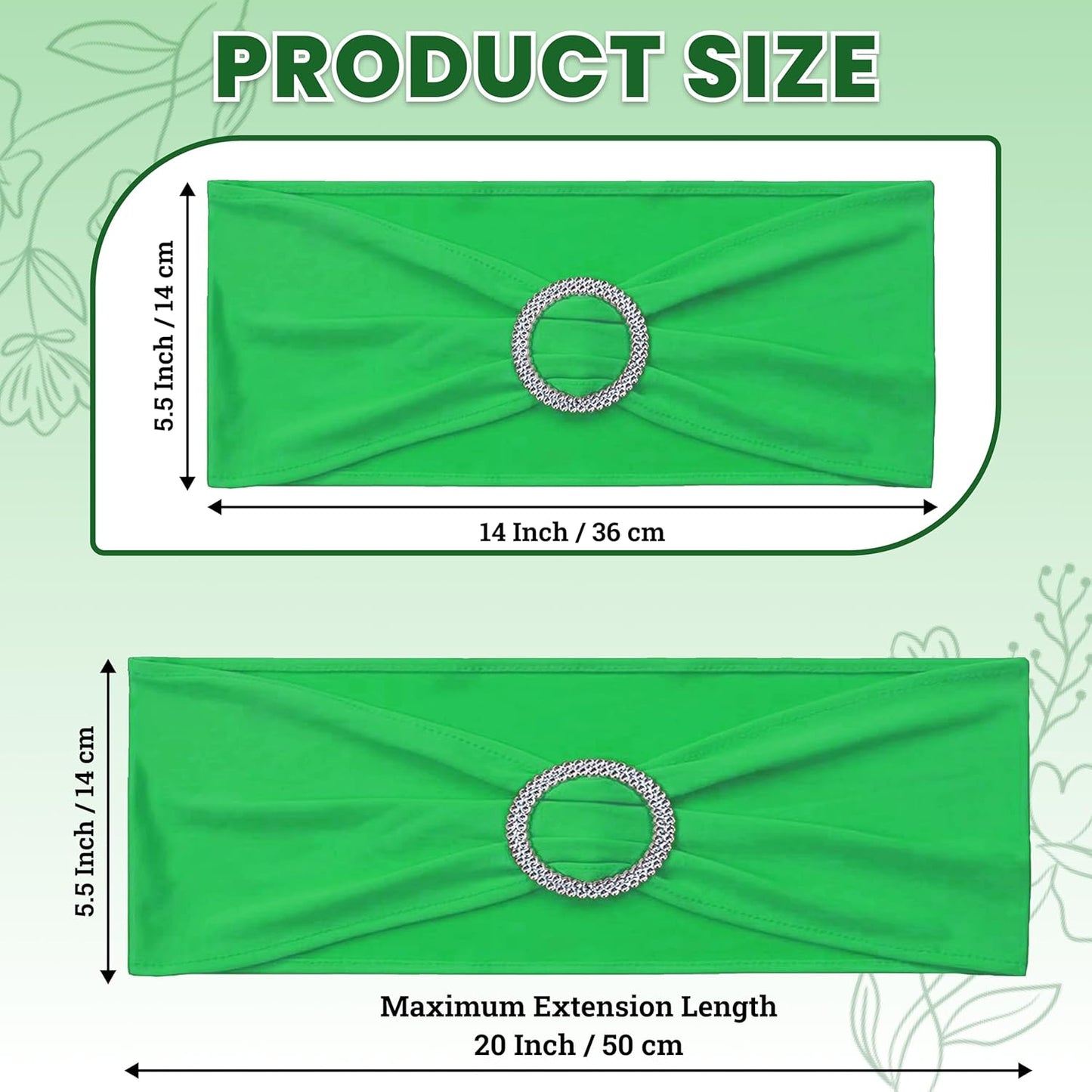 MDS Spandex Chair Sashes - Universal Fit Elastic Stretch Bands with Buckle for Weddings | Light Green, Pack of 125