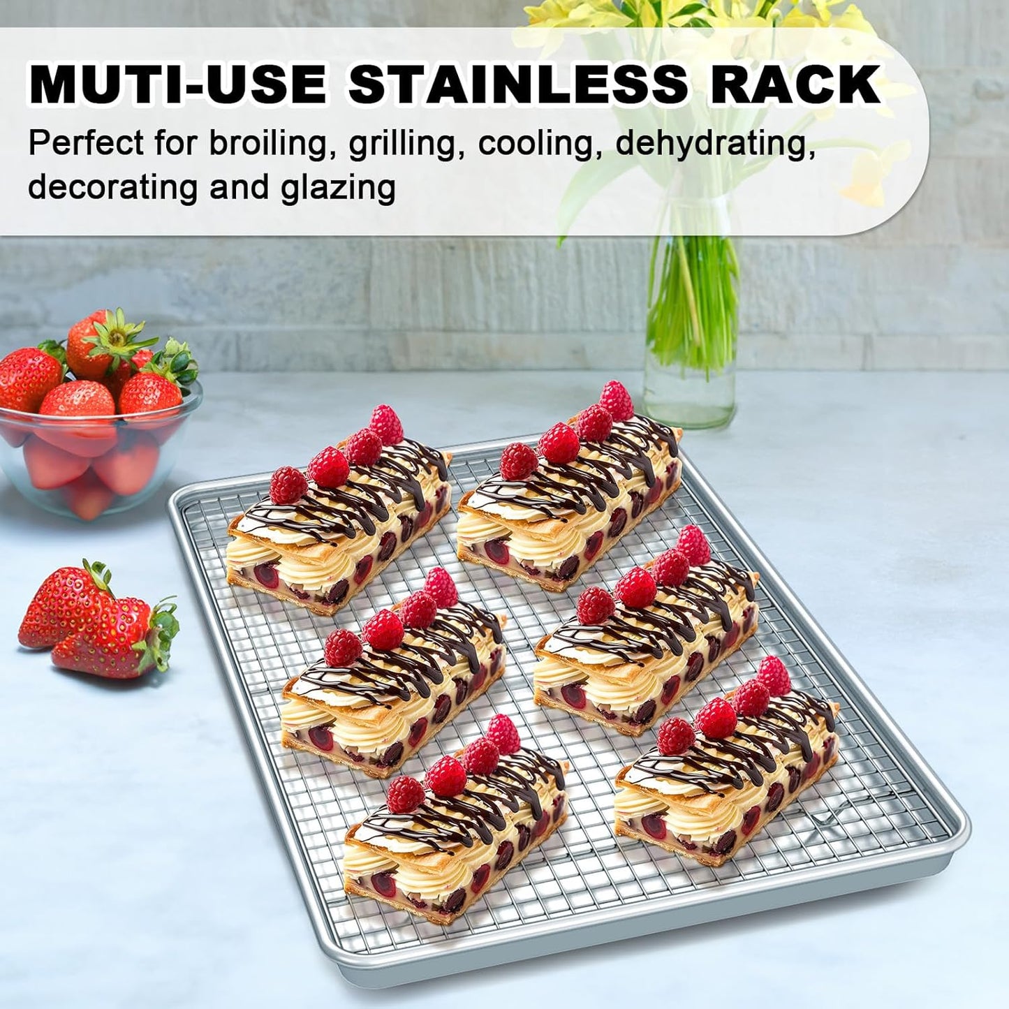 Skiennix 24 Inch Baking Sheet Set - Extra Large Natural Aluminum Cookie Trays | Nonstick & Warp Resistant