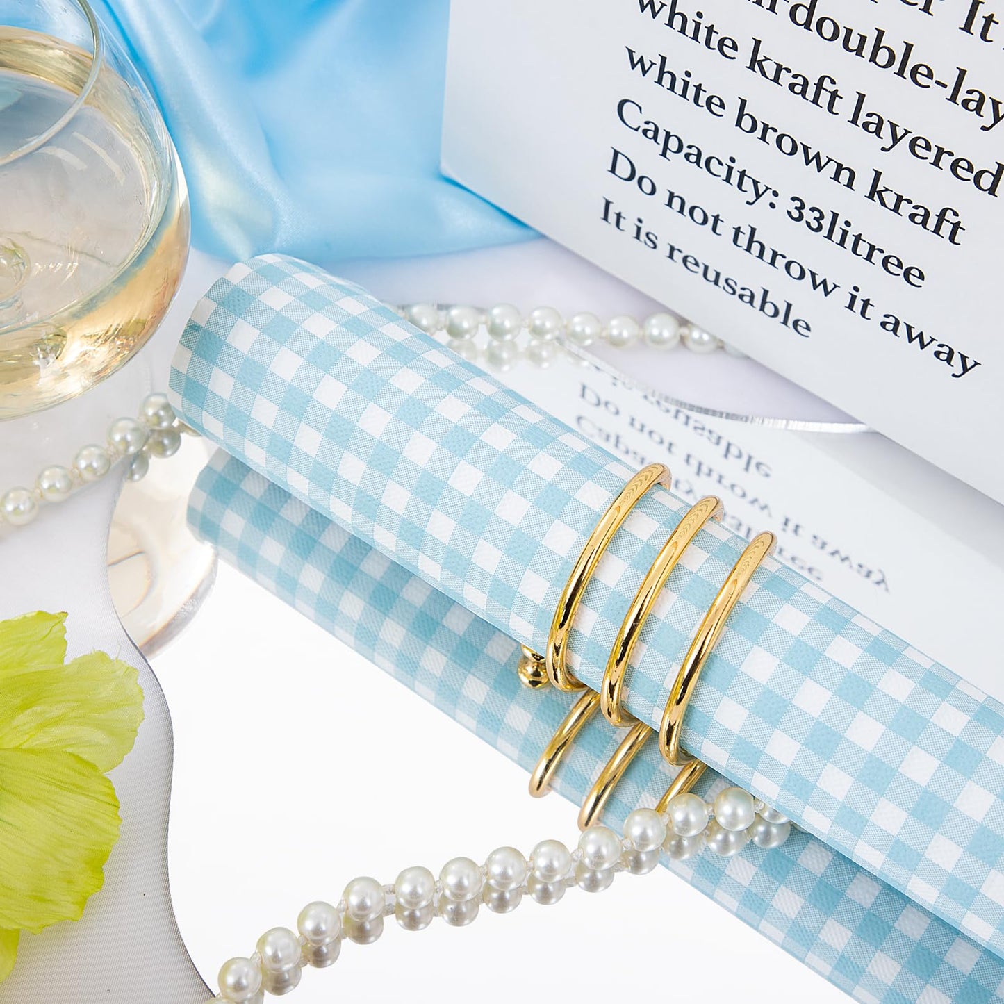 WDF 150Pack Baby Blue Paper Checkered Napkins - 3 Ply Disposable Blue and White Gingham Napkins Guest Dinner Napkins Paper for Bathroom/Picnic/BBQ/Birthday/Wedding