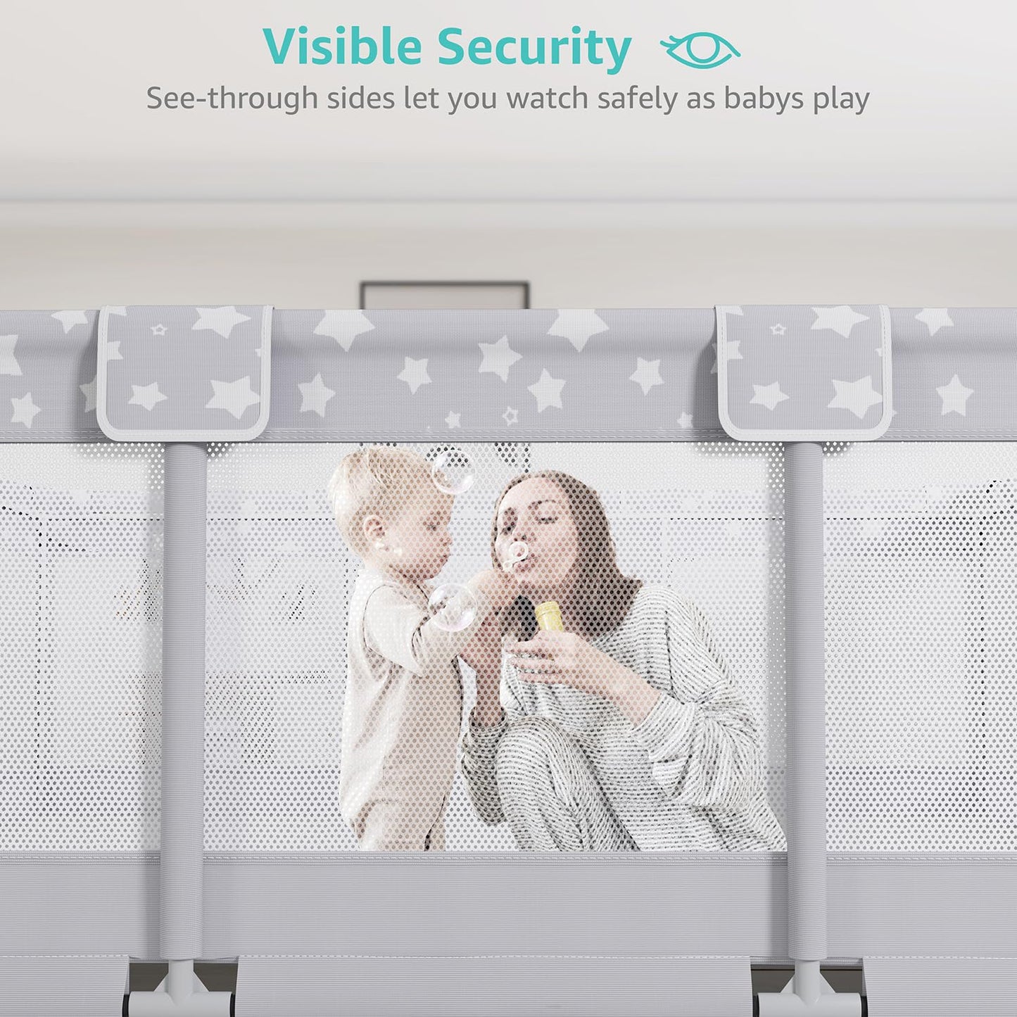 Large Baby Playpen by [Brand Name] - 70x59in Giant Indoor Play Yard for Babies 6-12 Months | Grey