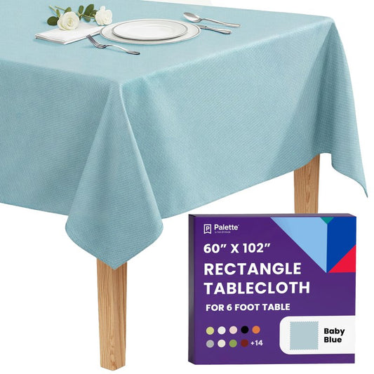 Gee Di Moda Rectangle Tablecloth - 60 x 102 Inch Baby Blue Table Cloth for 6 Foot Rectangle Tables - Heavy Duty Washable Fabric - for Holiday Party, Dinner, Weddings, Baby Shower & Events