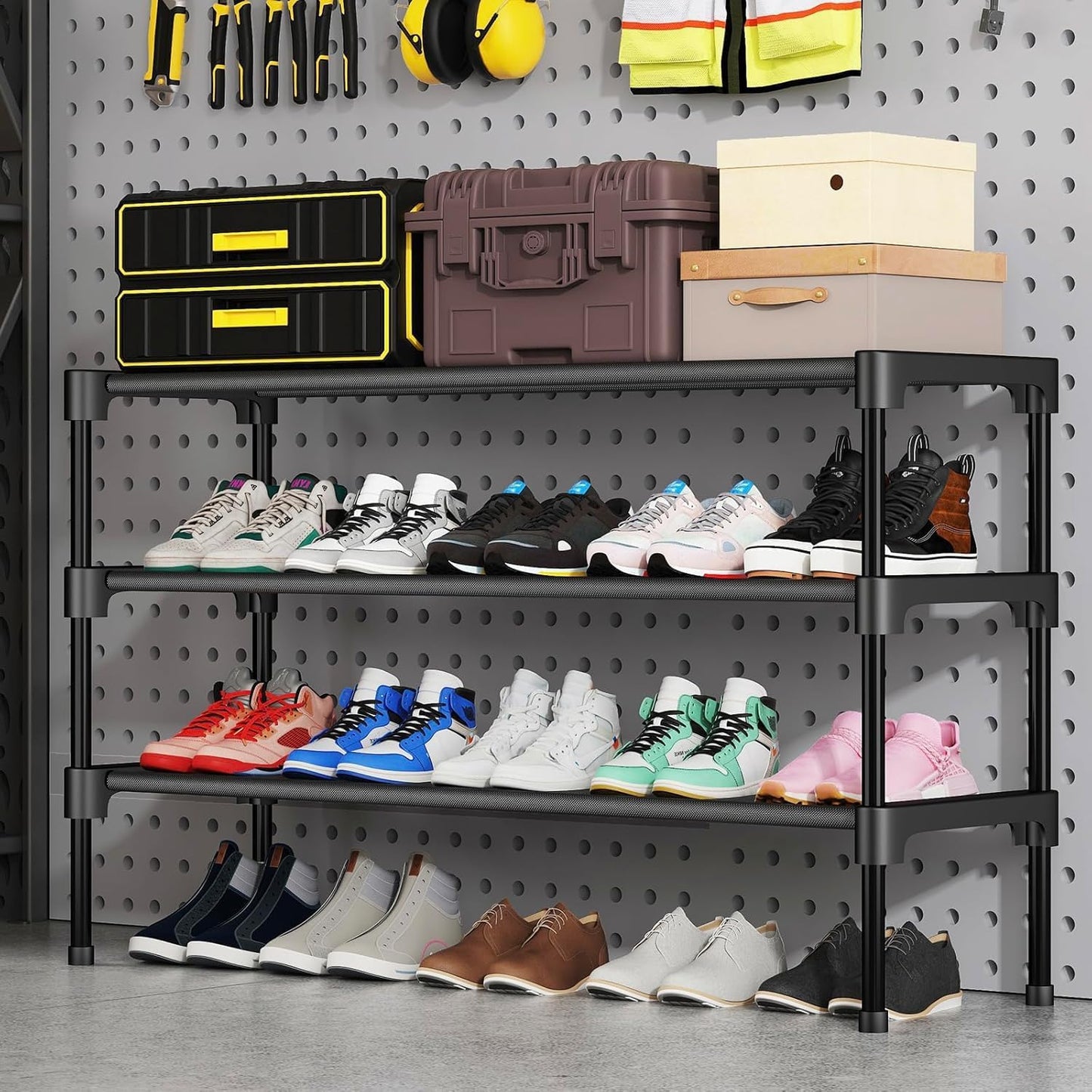 SAN HE Shoe Rack - 2-Tier Stackable Organizer for Closet, Entryway & Garage | Space-Saving Design