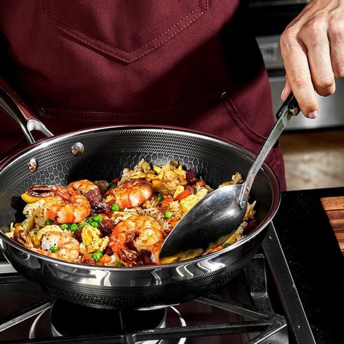 HexClad Hybrid Nonstick Cookware Set - 3-Piece Set with 7" & 10" Pans, 10" Wok | Stay-Cool, Dishwasher & Oven-Safe