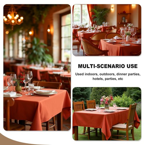Fitable 8 Pack Round Tablecloths: Stain Resistant Wrinkle Free Circle Table Clothes, Washable Reusable Polyester Table Covers for Wedding Party Birthday Banquet Reception(Rust, 120 Inch)