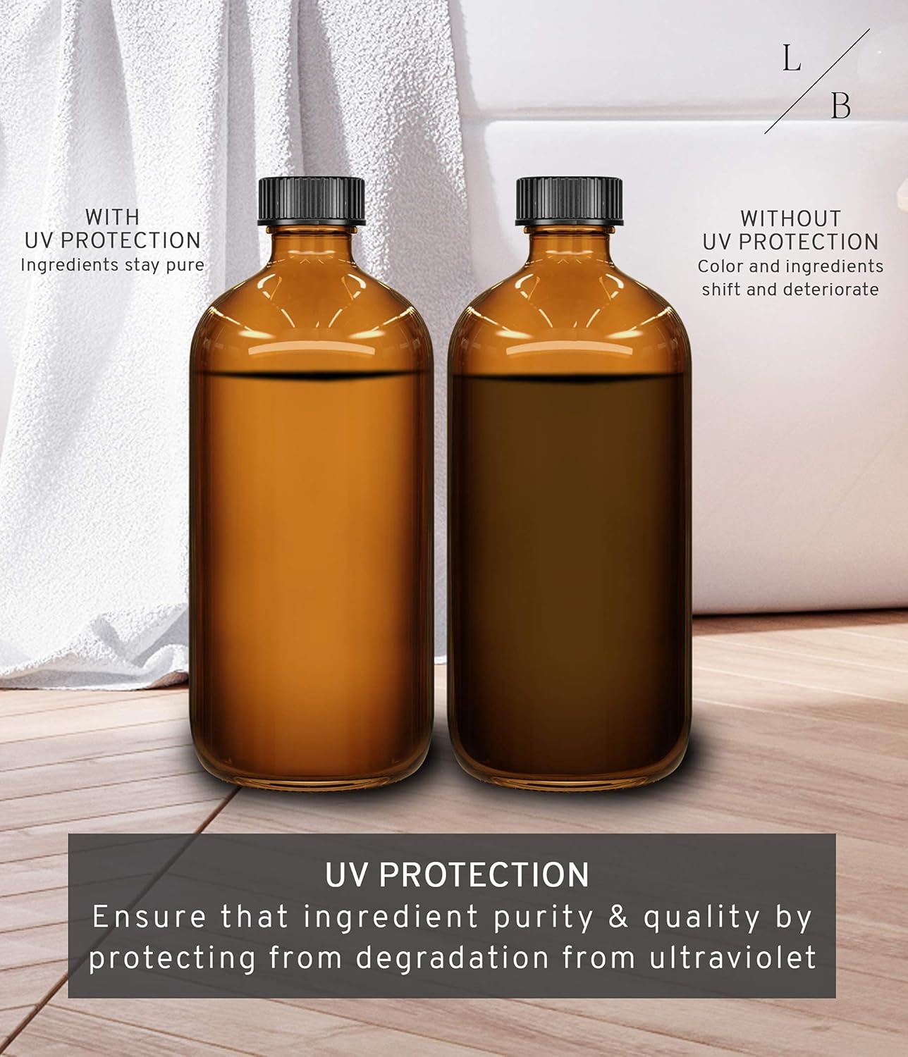 LiBa Amber Glass Spray Bottles - 16 oz Refillable Spray Bottles for Cleaning & Essential Oils | Adjustable Nozzle