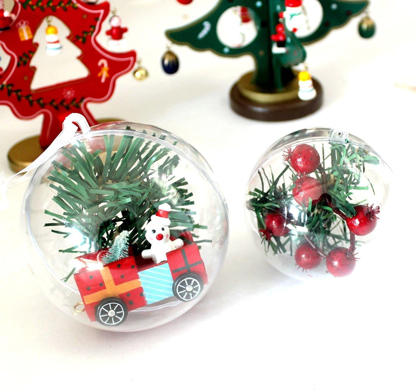 Clear Plastic Fillable Christmas Ornaments - 3.15” DIY Craft Balls, Pack of 10