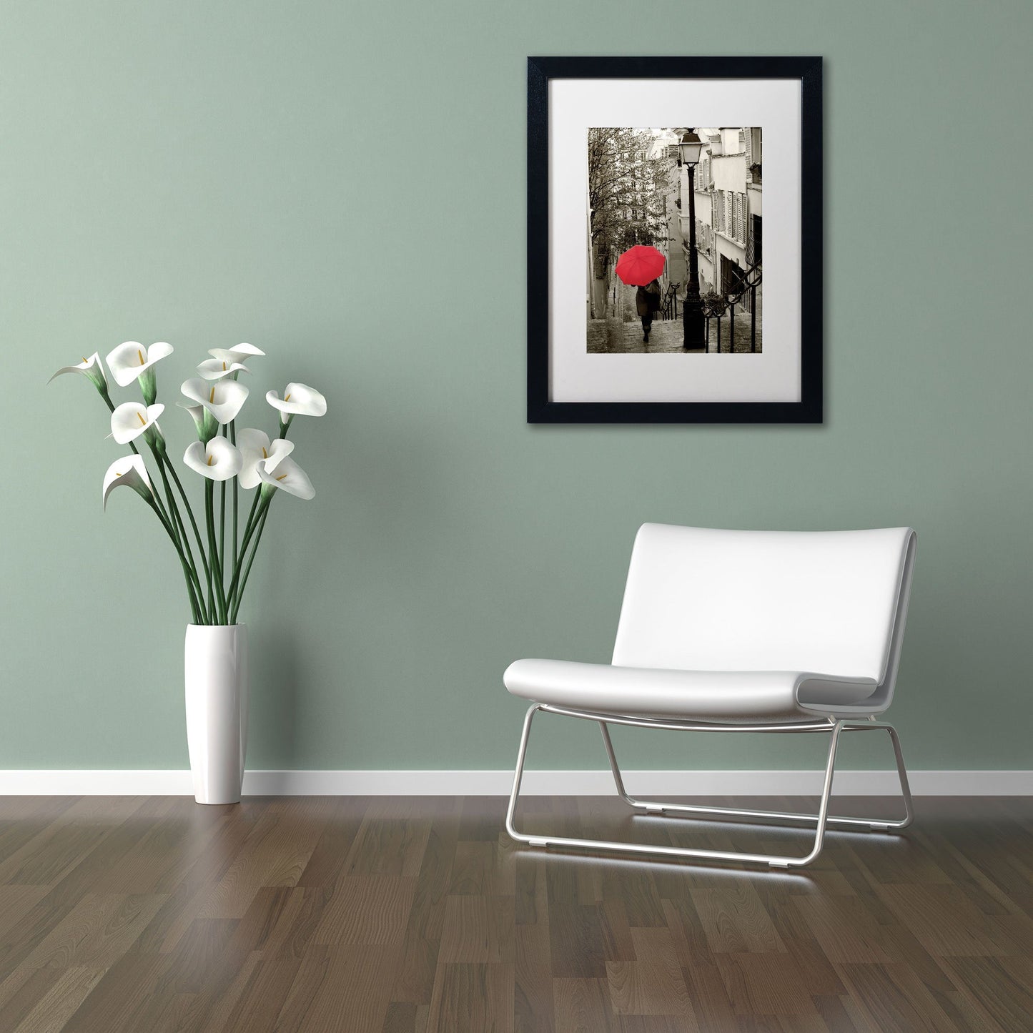 Trademark Fine Art Paris Stroll II Artwork Sue Schlabach in White Matte and Black Frame, 16 by 20-Inch