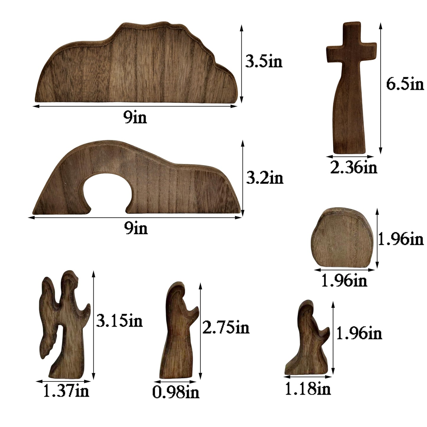 FESTGLOX Empty Tomb Easter Scene for Christian Decoration, Wooden Easter Resurrection Scene with Cross for Religious Display, Nativity Jesus Tomb Set for Home Office Tabletop Tray, Shelf Decor