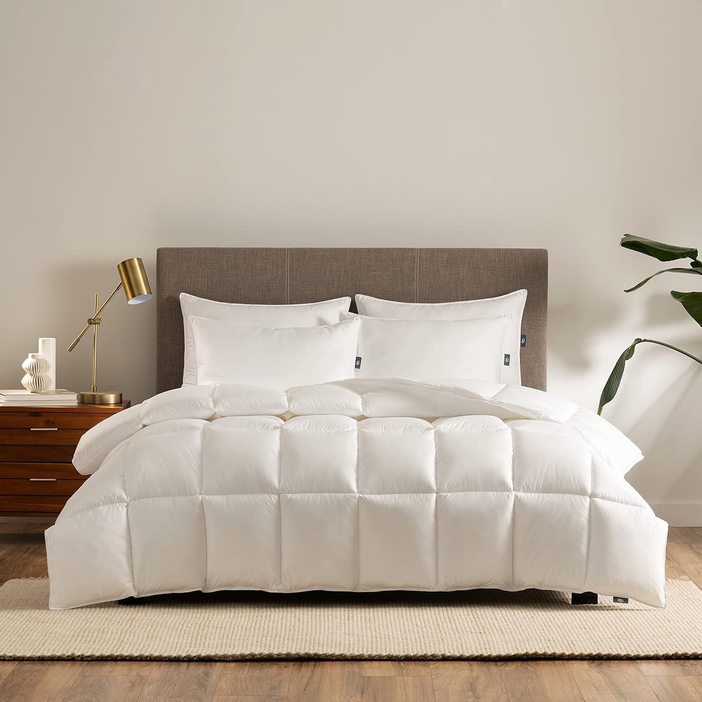 SERTA Down Illusion Comforter - Hypoallergenic Down Alternative | Full/Queen Size, White