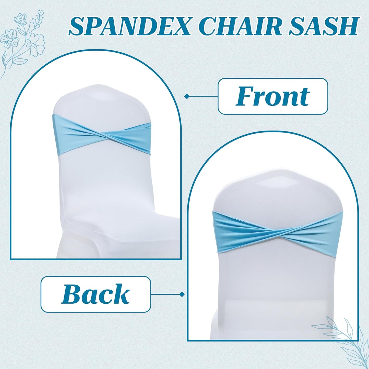 MDS Spandex Chair Sashes - Elastic Stretch Bands for Weddings & Events | Pack of 10 - Blue