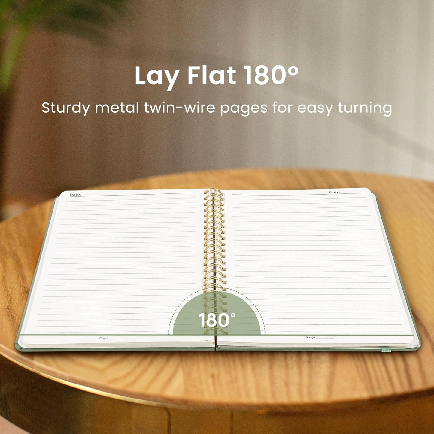 Taja Lined Spiral Journal - 140 Pages College Ruled Hardcover Notebook for Work & Note Taking | A5 Green