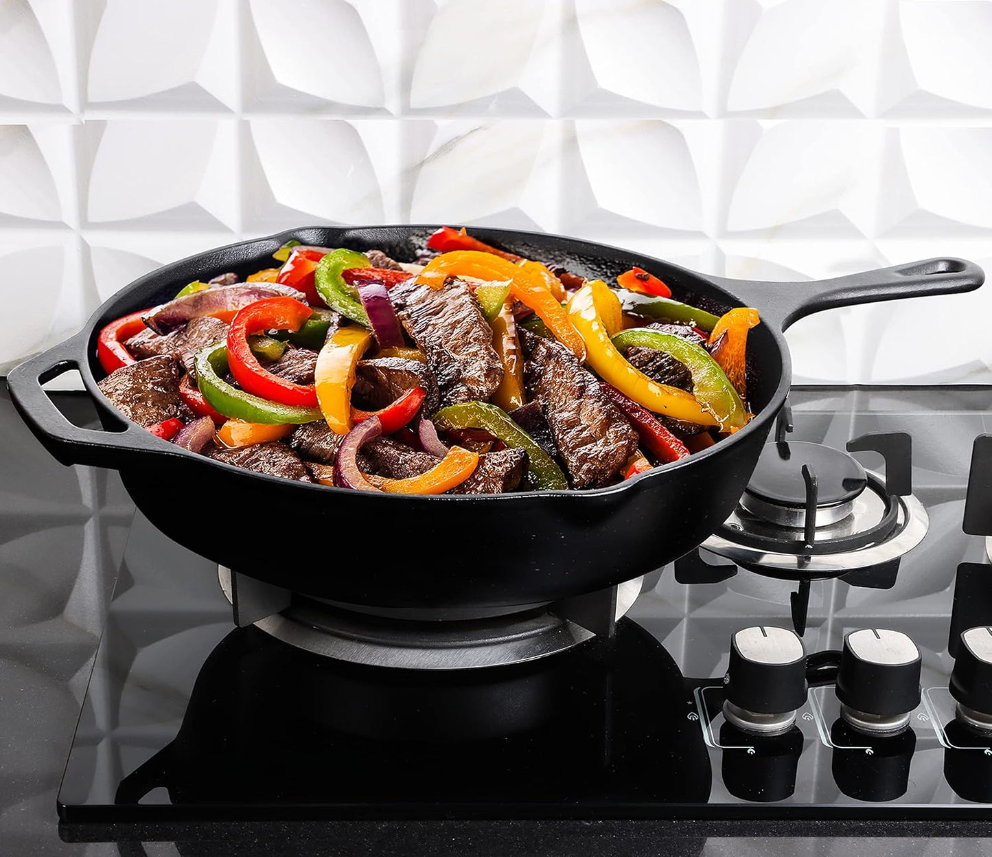 Utopia Kitchen Premium Cast Iron Skillet - 12 Inch Pre-Seasoned Chef's Pan for Even Heat Distribution | Versatile Black Frying Pan