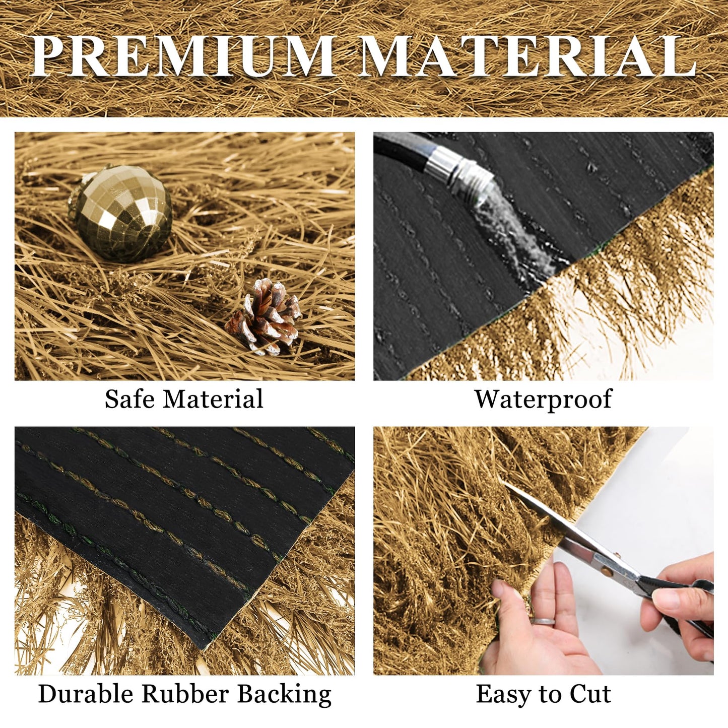 XLX TURF Fake Thatch Hay Table Runner 144 Inches Tiki Bar Western Cowboy Hawaiian Party Decorations - Realistic Artificial Straw Grass for Farm Wild One Birthday Table Centerpieces, DIY Crafts