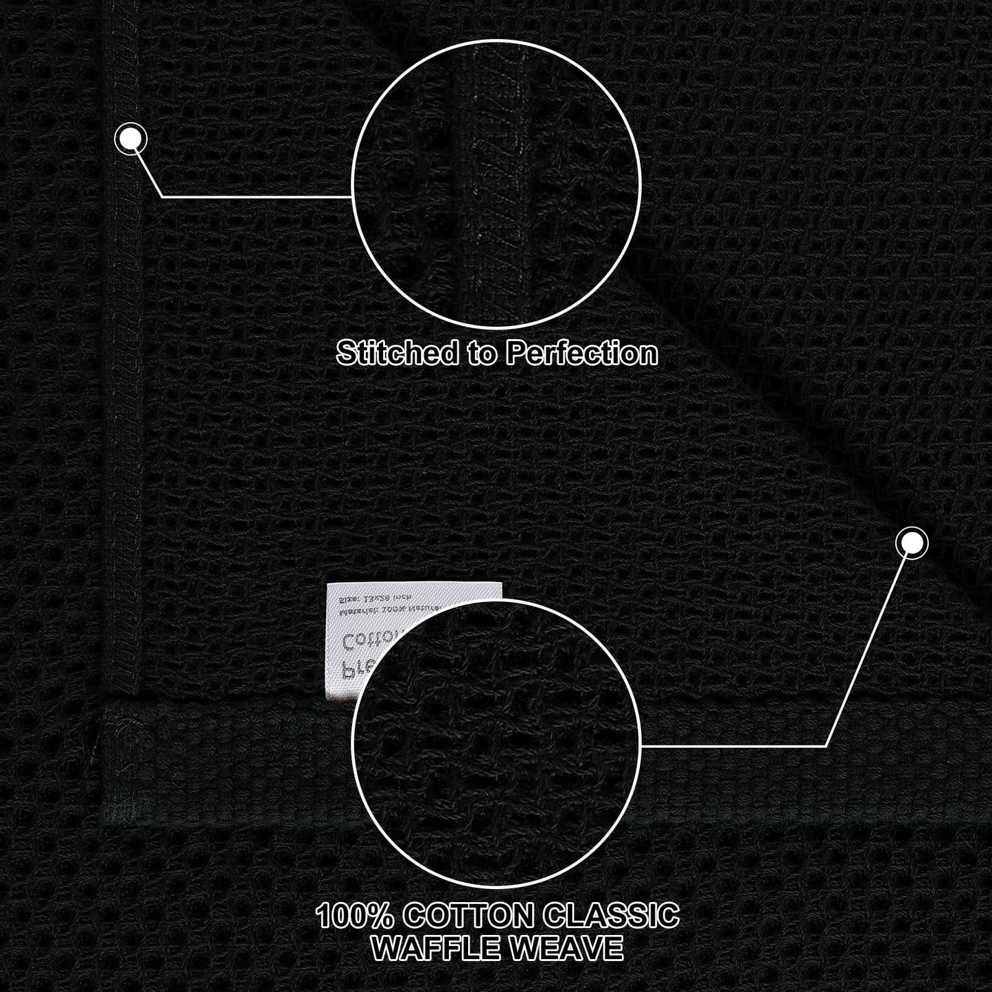 Homaxy 100% Cotton Kitchen Towels and Dishcloths Set, 12 x 12 Inches and 13 x 28 Inches, Set of 8 Bulk Kitchen Towels Set, Ultra Soft Absorbent Dish Cloths for Washing Dishes, Black