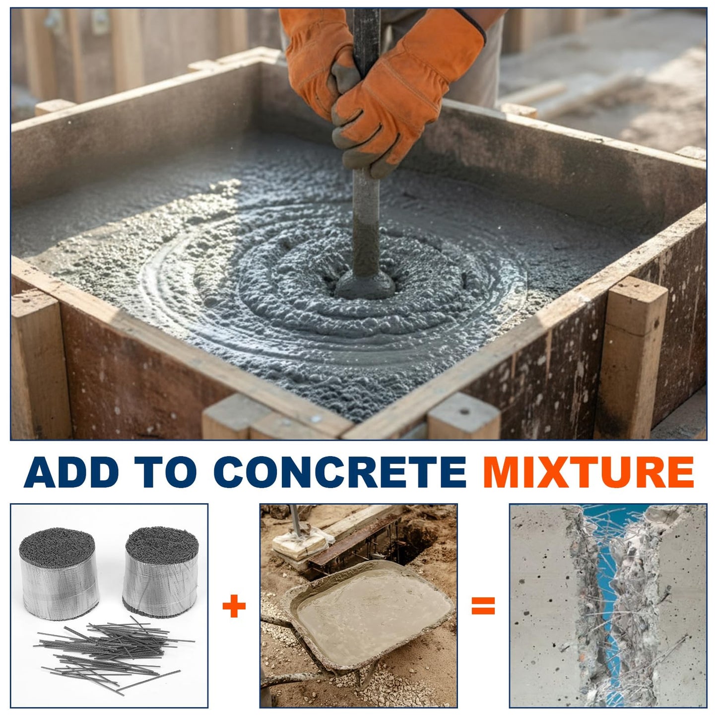 Otoolling 10 lb Synthetic Macrofiber for Concrete Mix Concrete Fiber Reinforcement Anti-Seepage and Anti-Cracking for Cement Mortar, Building Wall Garden Floor
