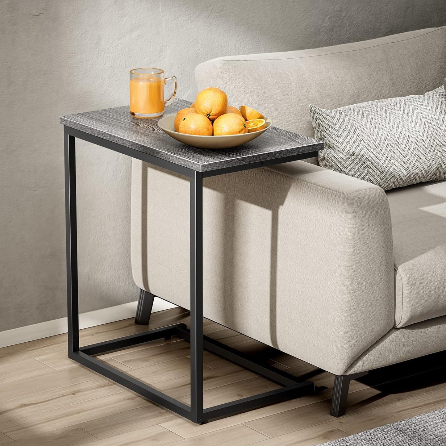 Pipishell C-Shaped End Table - 27-Inch High Sofa Side Table for Living Room - Wood 2-Pack