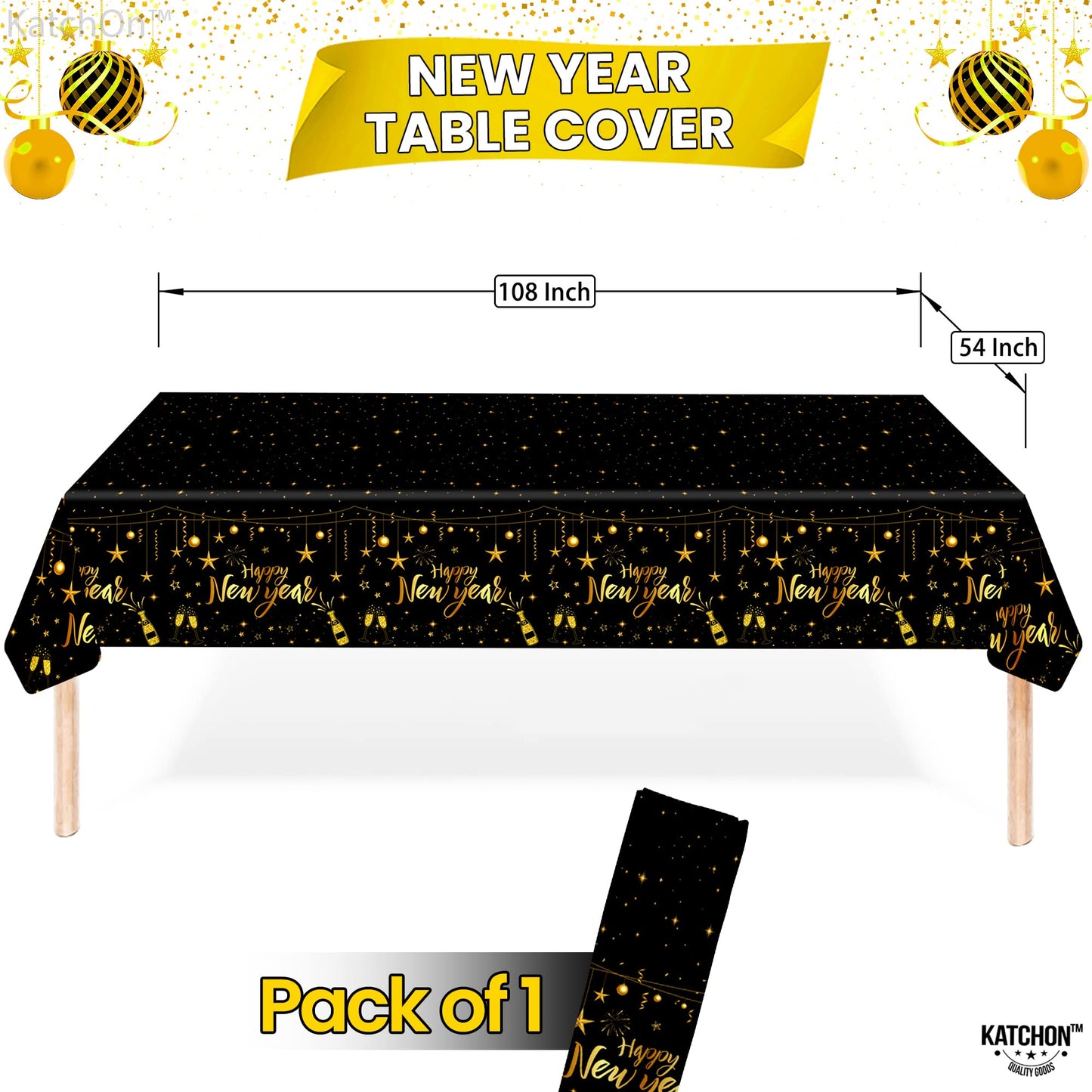 KatchOn, Happy New Year Plates Cups and Napkins Set - Serves 25 Guest | New Years Eve Party Supplies for New Years Decorations 2026 | Happy New Year Tableware for Nye Decorations 2026