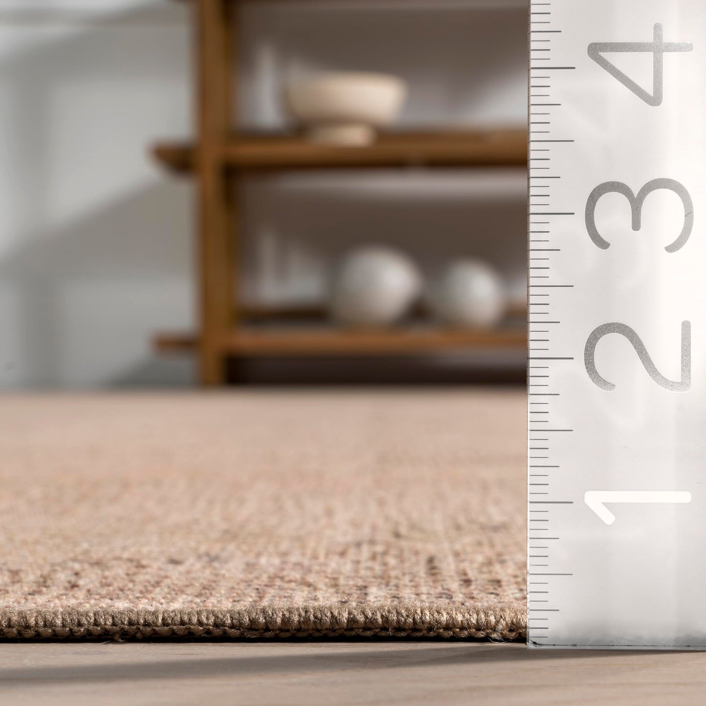 nuLOOM 4' x 6' SpinClean Machine Washable Stain-Resistant Area Rug Low Profile for Living Room, Bedroom, and Dining Room, Joplin Natural