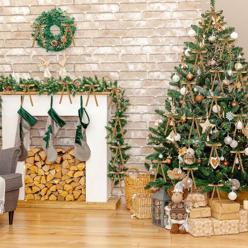 Flasoo Velvet Christmas Tree Bows - 40 Clip-On Ornaments in Khaki | 5" x 7" Size, 3/8" Width