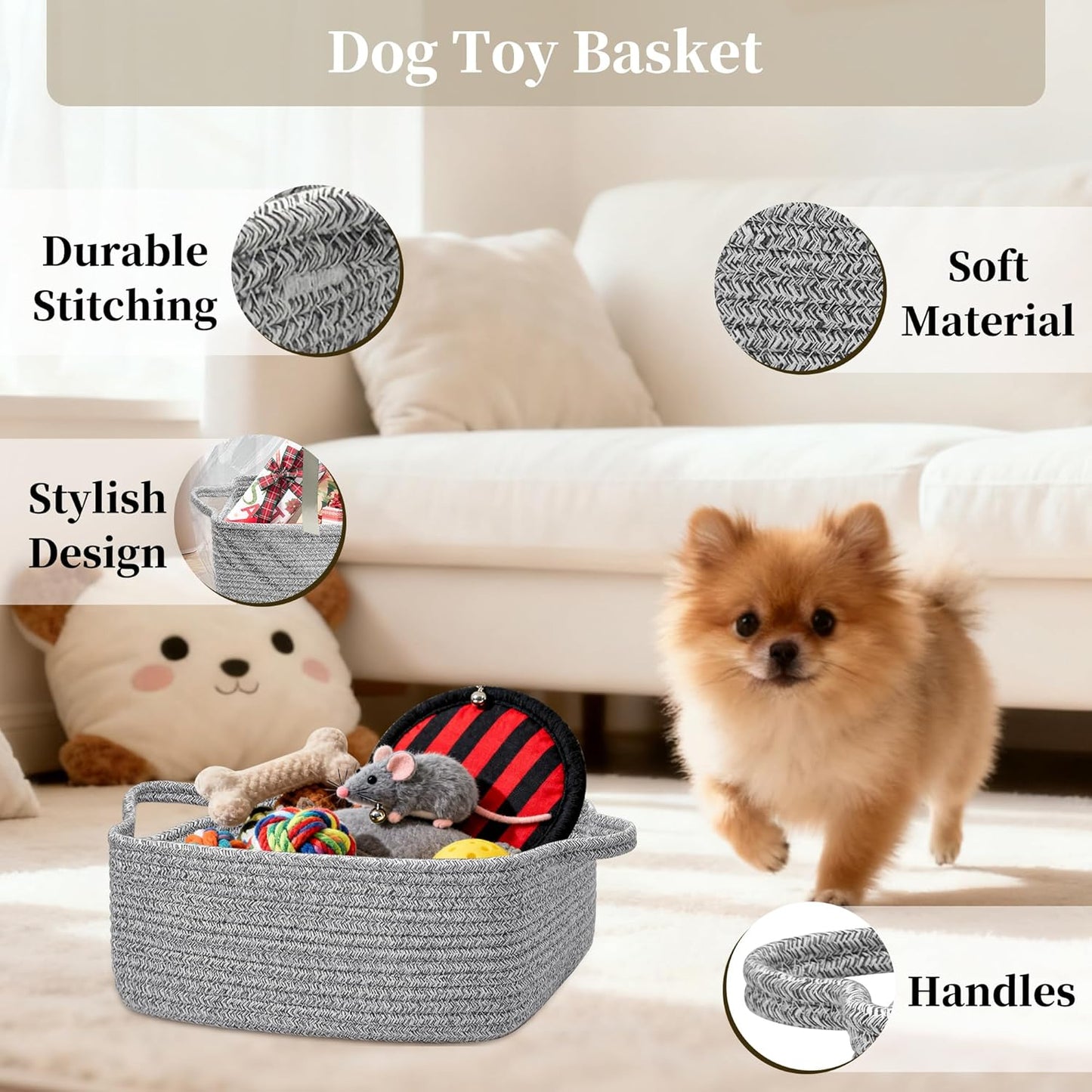 Skiennix Empty Gift Basket for Kids - Stylish Grey Storage Basket for Toys | 13 x 10 x 5 Inches