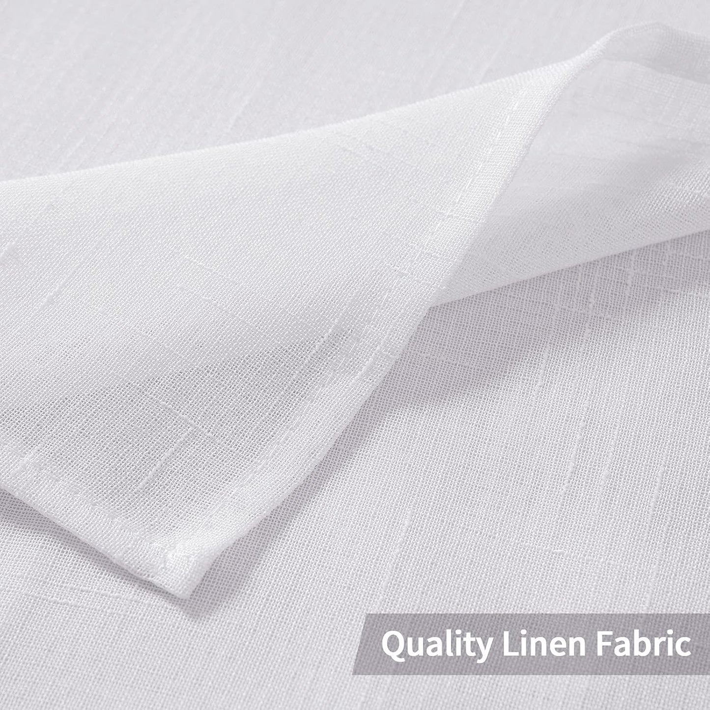 MIULEE Natural Linen Sheer Window Curtains - Elegant Solid White Grommet Drapes for Bedroom & Living Room | 52x90 Inch