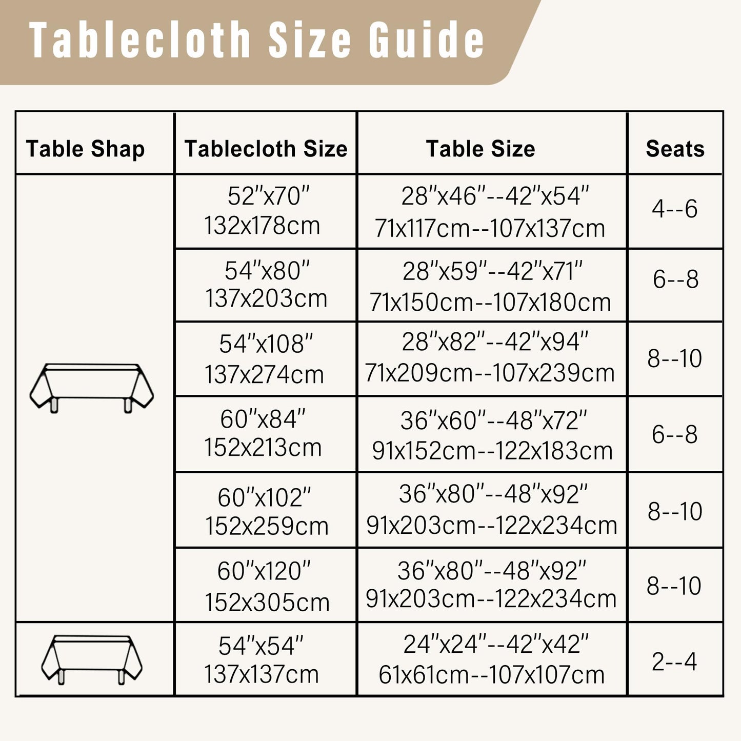 DWCN Faux Linen Tablecloth Rectangle - Beige Tablecloths Fabric Waterproof Spill-Proof Wrinkle and Stain Resistant Decorative Farmhouse Table Cover for Kitchen Dining Party, 60 x 84 Inch