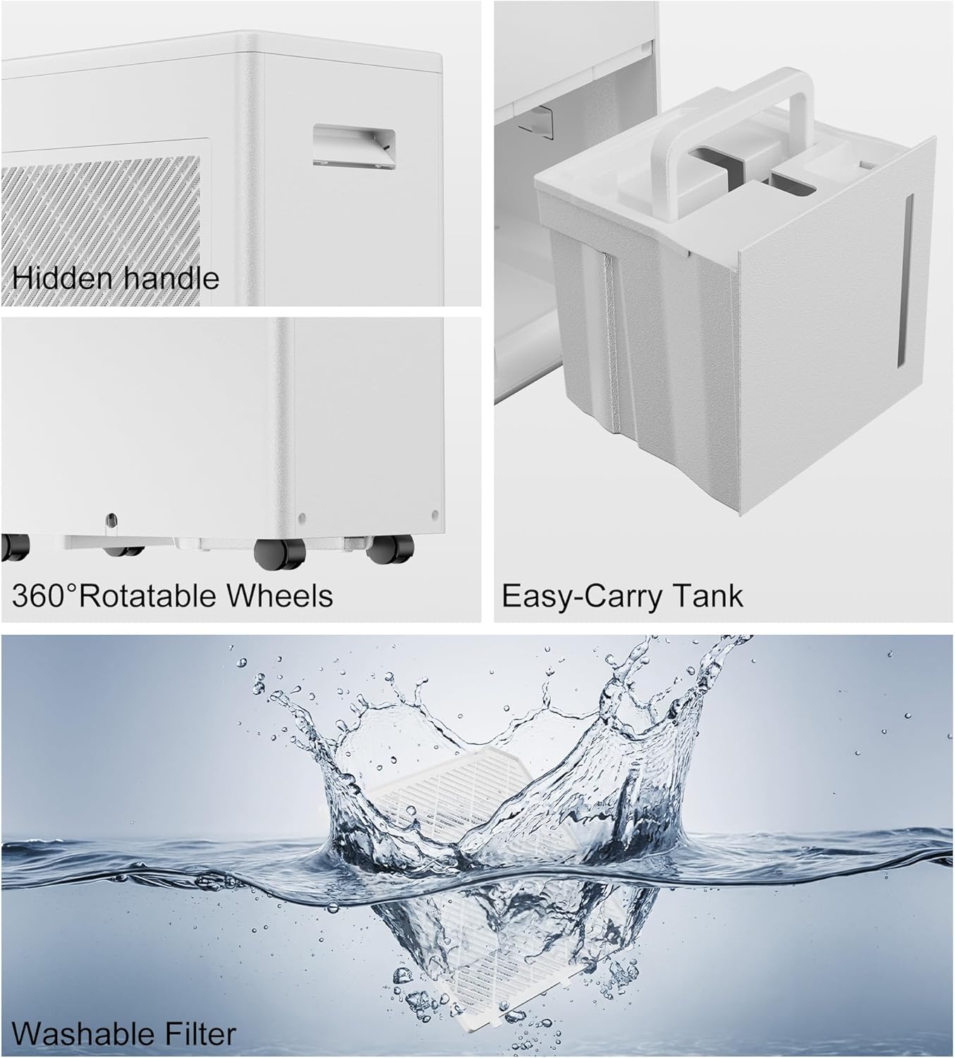 Landeagle 5500 Sq. Ft Dehumidifier - 100 Pint/Day with Smart Humidity Control & 1.6 Gal Tank