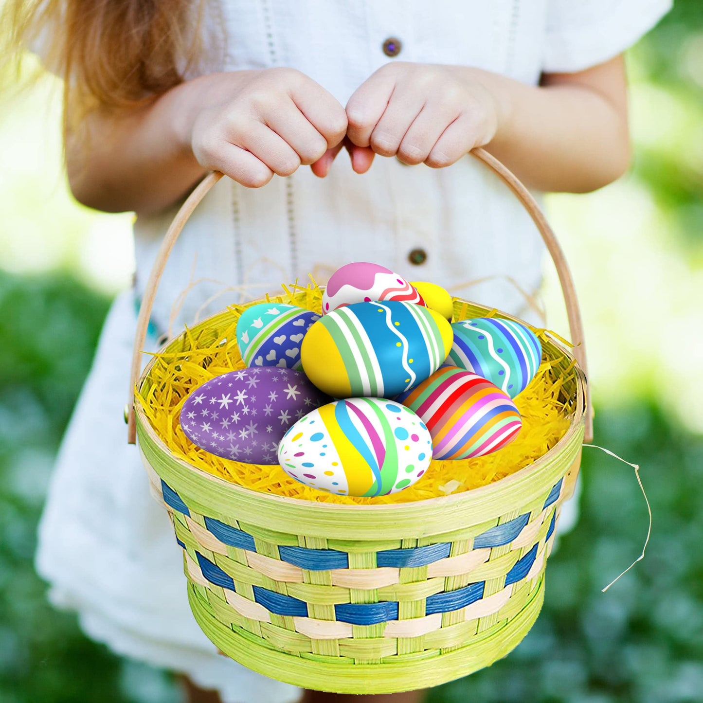 Easter Grass Recyclable Paper Shred (Pink, Yellow, Green) for Easter Eggs Hunt, Easter Basket Grass Filler/Stuffers, Easter Theme Party Decoration 240g (8.5 oz)
