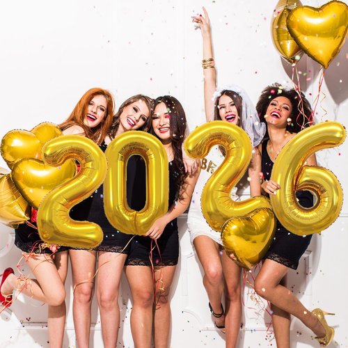 GOER 42-Inch Gold Foil Number Balloons - Perfect for 2026 New Year’s Eve & Graduation Celebrations