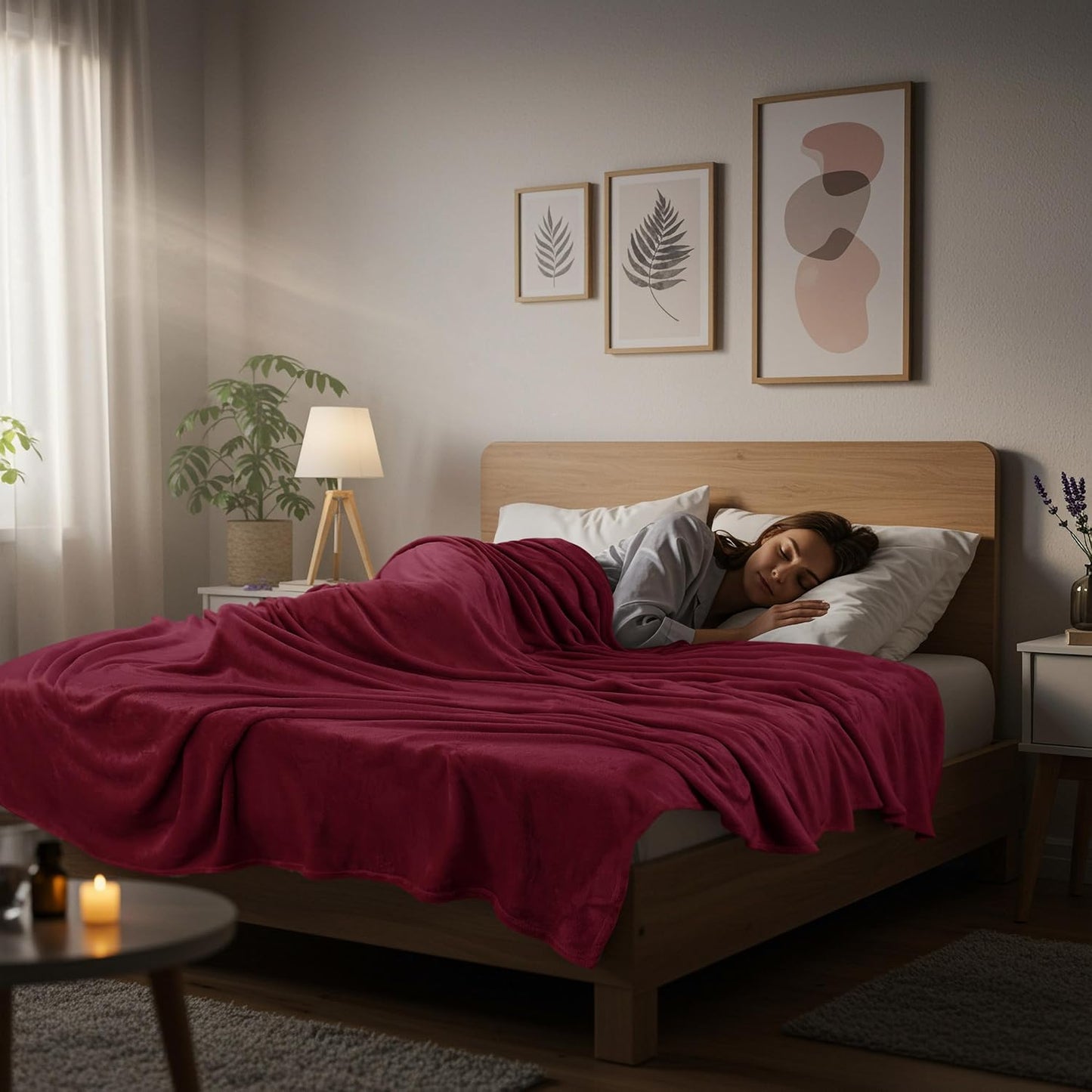 Utopia Bedding Fleece Blanket - Luxury Soft Microfiber Queen Size in Burgundy (90x90 Inch)