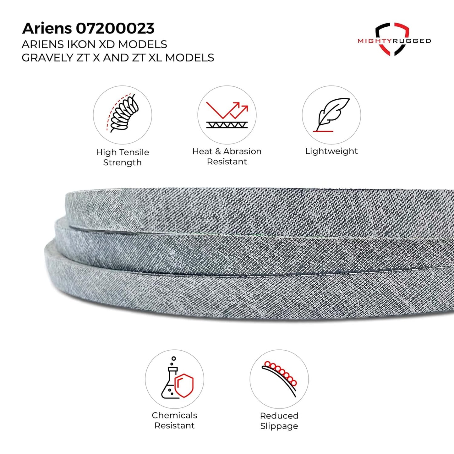 MightyRugged Replacement Belt 07200023 for Ariens & Gravely 52" Deck - Heavy-Duty Aramid Cord, 145.5" Length