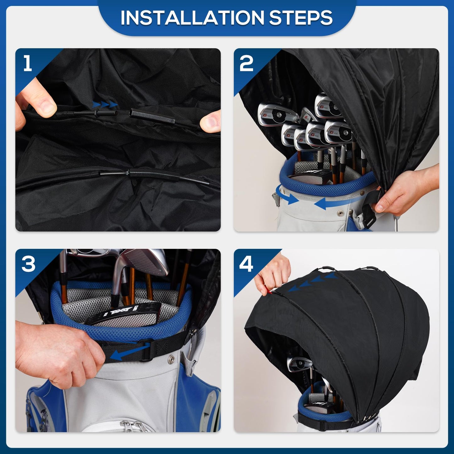 LZFAN Golf Bag Rain Cover, Golf Club Protector, Waterproof Rain and Dust Covers, Easy Access Golf Bag Rain Hood/Cover, Anti UV,Anti-Static,All Weather Protection, Garage Storage (Upgrade-Zipper)