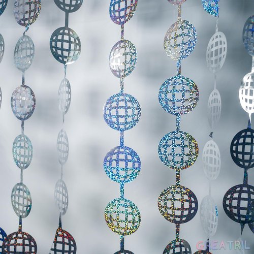 Disco Dancing Ball Shaped Party Backdrop - GREATRIL Prom Fringe Curtain Backdrop with Sparking Surface for Birthday Disco Graduation New Year Party Decoration - 3.2ft x 6.5ft - 2 Packs