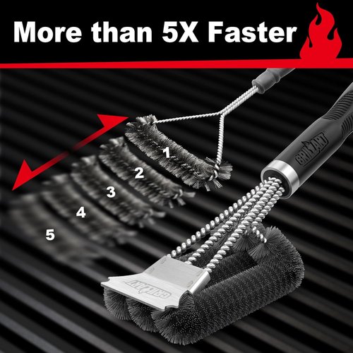 GRILLART Grill Brush - Extra Strong BBQ Cleaner with Safe Wire Bristles for Gas/Charcoal Grilling Grates