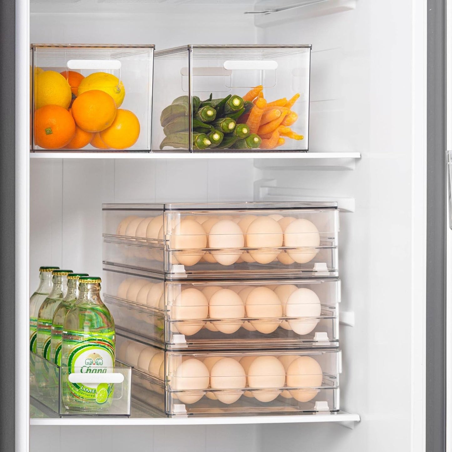 Vacane Egg Holder - 24 Capacity BPA-Free Refrigerator Organizer with Non-Slip Pads | Space-Saving Design