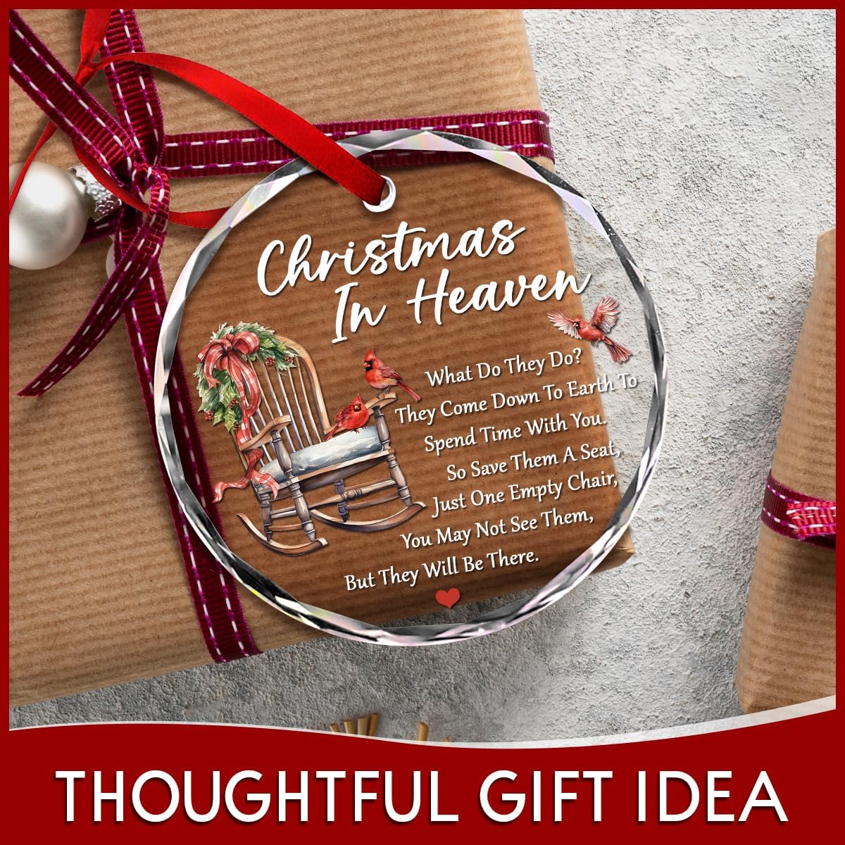 Regine Switzerland Christmas Glass Ornaments - Memorial Gifts for Grieving Loved Ones | Empty Chair Design