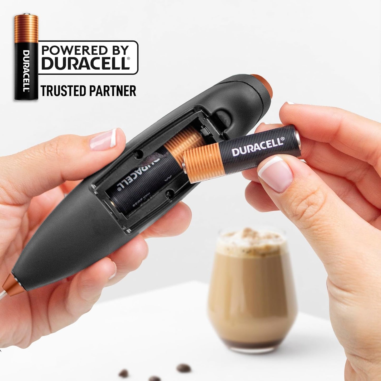 Zulay Kitchen Milk Frother - Powerful Handheld Whisk for Coffee, Lattes & More | Includes 4 Duracell Batteries