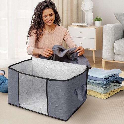 Fab Totes Storage Bags - Foldable Closet Organizers with Reinforced Handles for Home & Dorm | Ideal for Clothes & Blankets