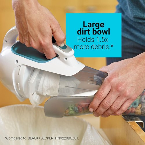 BLACK+DECKER Cordless Handheld Vacuum - Powerful Suction, Portable for Car & Home, Rechargeable, Wide Mouth