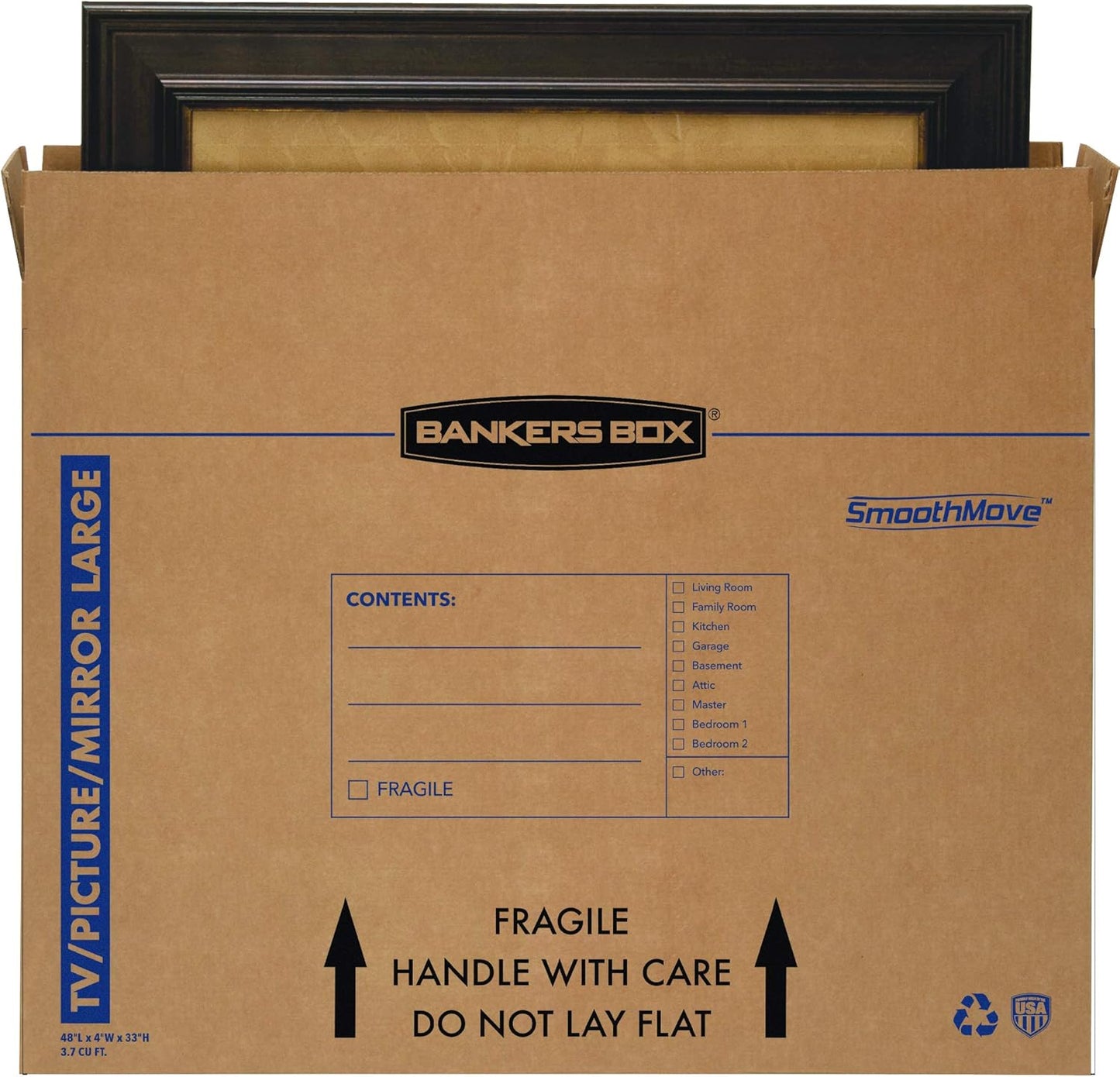 Bankers Box Moving Box - Large 4 Pack for TVs & Mirrors Up to 55" | 48" x 4" x 33" Dimensions