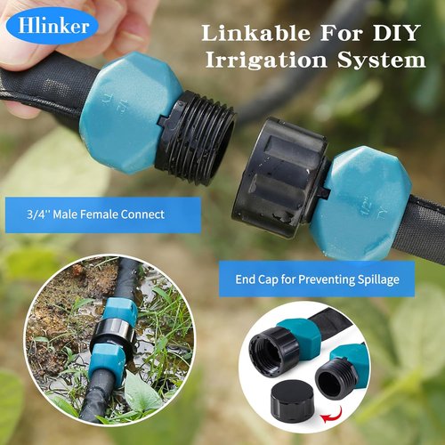 Hlinker 2025 Flat Soaker Hose - 15 Ft Linkable Drip Hose with Stake | Efficient Garden Irrigation System