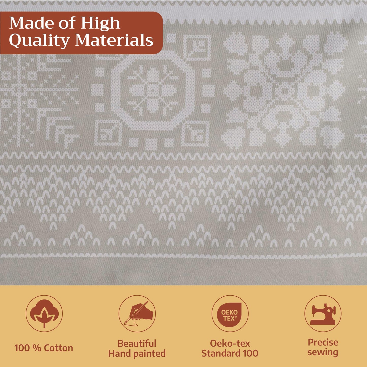 Maison d' Hermine Table Cloth Square Table 100% Cotton 54 x 54 Inches Fall Tablecloth Reusable Everyday Use for Thanksgiving Christmas Decorations Dining Farmhouse Party (Cozy Christmas)