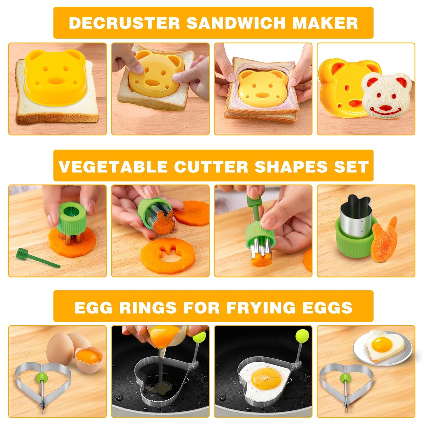 Sandwich Cutter and Sealer,48PCS Sandwich Cutters for Kids Lunch,Crustless Sandwich Maker,Heart Mouse Dinosaur Shape Cookie Cutters Gift for Kids Adult Boys Girls,Lunchbox and Bento Box Accessoriess